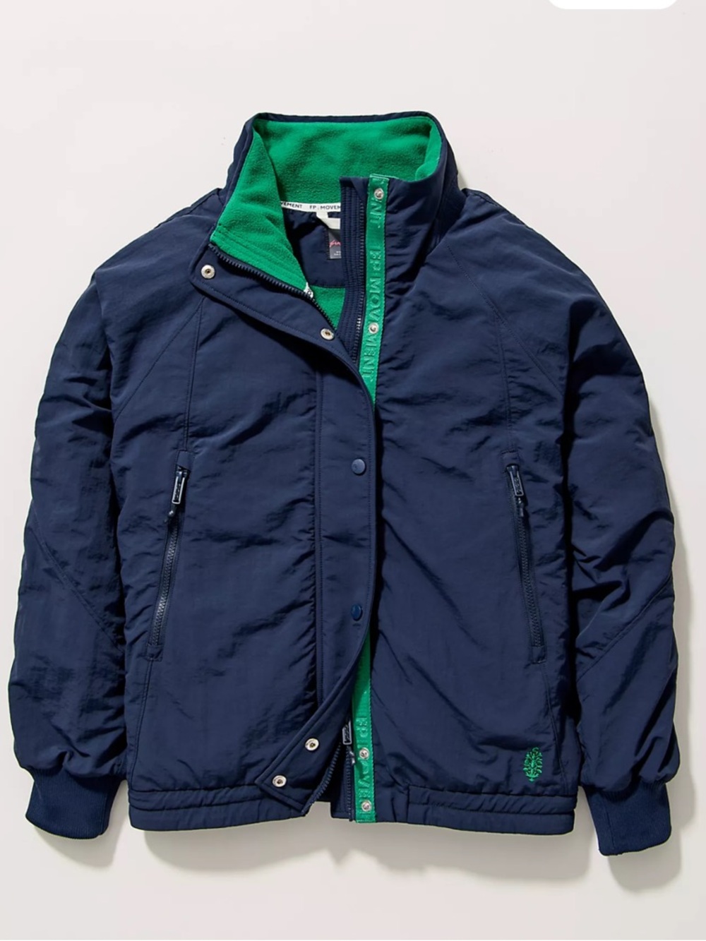FP Movement by Free People Navy Puffer Jacket with Green Lining